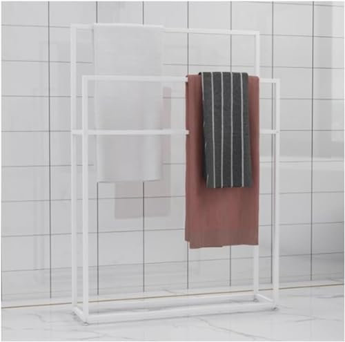 Freistehender Handtuchständer aus Metall mit 2 Etagen für Badezimmer, Wohnzimmer und Waschküche, Handtuchhalter Regal in Größe 65 x 20 x 110 cm