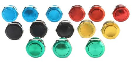 19mm Metal Button Flat Head Self Reset Inching One Normal Door Opening Switch Screw Foot Car Refitting EKFBQBGW(Green,19MM_PLANE)