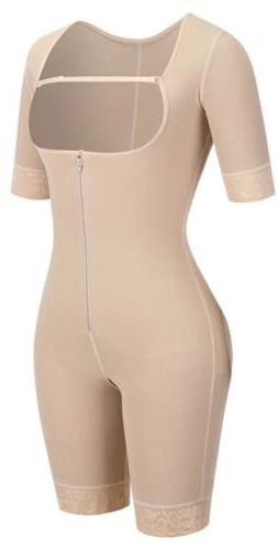 MOKLYF Faja Moldeadora de Cintura para Mujer, Moldeadora de glúteos y Abdomen con Cremallera, Moldeadora de Brazos Cortos, Moldeadora de Cuerpo Completo Debajo del Busto(Desnudo-3X-Grande