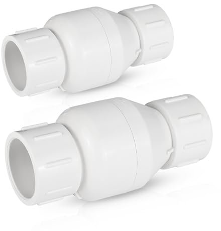 EFIELD PVC051-2PCS Clapet anti-retour en ligne en PVC de 3,8 cm, annexe 40, connexions avec solvant, clapet anti-retour à ressort en PVC