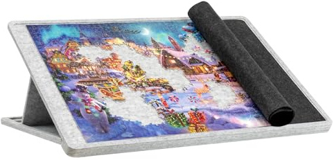 Lavievert Tilting Jigsaw Puzzle Board with Cover, 3 Angle Adjustable Puzzle Table, Lightweight Felt Jigsaw Storage Holder/Saver, for Games Up to 1000 Pieces - Light Gray
