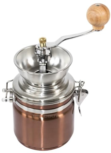 Manual Hand Coffee Bean Grinder Container Pot Stainless Steel Copper Vintage