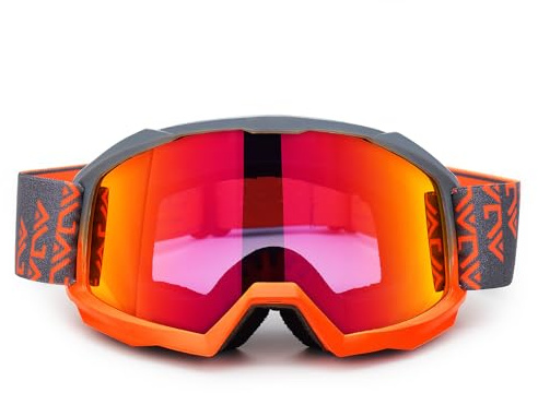 mjmoto Occhiali da moto per uomo e donna, antiscivolo, antigraffio, per Dirt Bike, ATV, MX, DH, MTB, Snowboard/Sci (OrangeGray)