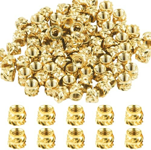 80 inserti filettati M3, M3 x 4 mm x 5 mm, inserti trattati termicamente, stampa 3D, dadi in ottone, dadi per plastica, dado di inserimento termico zigrinato per computer portatili in plastica