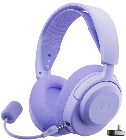 SteelSeries Arctis Nova 3P Wireless - PS5 Headset & PC Gaming Headset – App-Steuerung – 40 Std. Akku – Neodym-Magnet-Treiber – 2,4 GHz/Bluetooth – Abnehmbares Mikrofon – Für PS5, PC, Switch - Lavendel