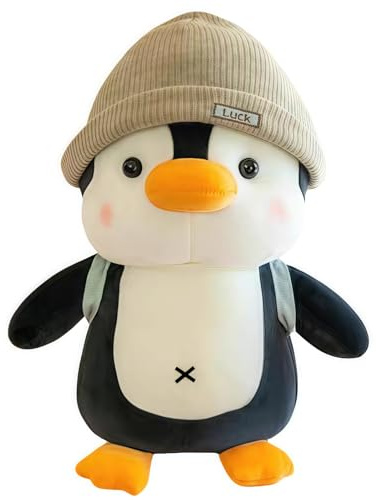 25cm Peluche Pinguino con Berretto e Zaino, Simpatico Pupazzo per la Casa | Peluche soffice, design distintivo per divano, mensole e camere, ottimo come regalo per svariate occasioni
