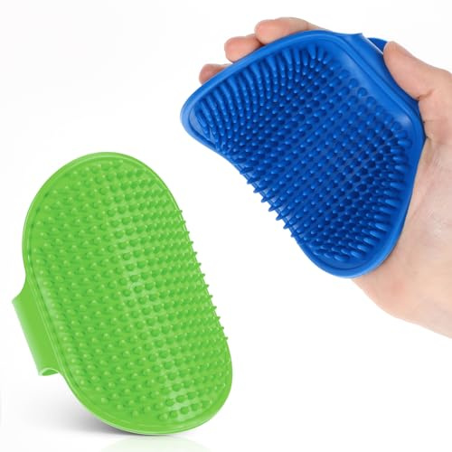 Classicseali 2 Stück Silikon Hundebürste, Badebürste Gummistriegel für Hunde, Verstellbarem Griff, Hundepflegebürste, Badestriegel Tierhaarbürste für Hunden und Katzen,Reinigungsbürste