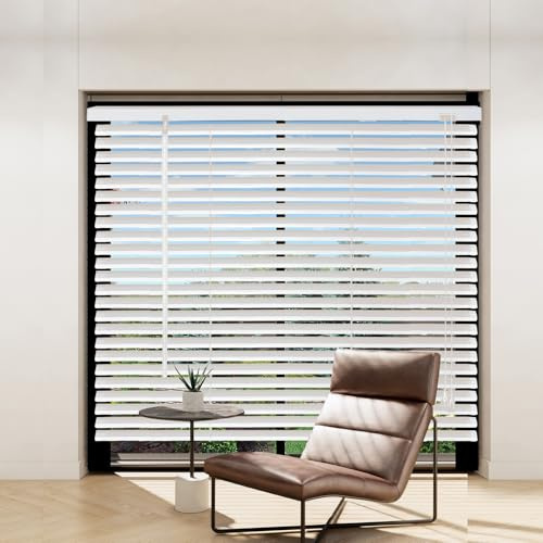 Taplzmg Aluminium Jalousie 90 x 130 cm, mit Klemmträgern, Jalousie ohne Bohren, Sichtschutz, Sonnenschutz, Aluminium Jalousie für Fenster und Türen, Weiße.