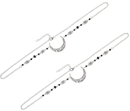 Veemoon Cadena de Frente de Luna Vintage en Aleación y Cristal, 2 Piezas de Decoración Elegante Cabello, Cómoda y Atractiva para Chicas y Mujeres en Aniversarios