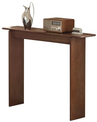 YESWOOD Solid Wood Console Table for Entryway, Narrow Entrance Table for Small Spaces, Modern Entryway Table with Wall-Fit Design, Hallway Table for Living Room Foyer (Oak, Walnut Finish)