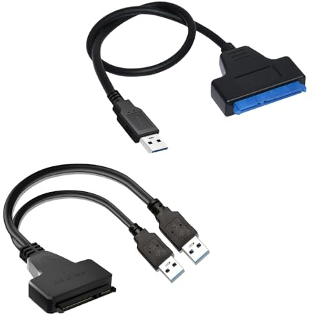 2Pcs SATA to USB Adapter, SATA Cables Includes Single/Dual Head Models,Suitable for High-Speed Data Transmission of 2.5-Inch SSD/HDD, Plug and Play, SATA Data Cable Can Be Used as a Data Recovery Tool