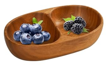 Fierudeng Boles Para Aperitivos - Bandeja De Fruta Para Fiestas Y Picnics - Fuente De Madera Con Doble Compartimento Para Ensalada Fruta Frutos Secos Picnic Camping