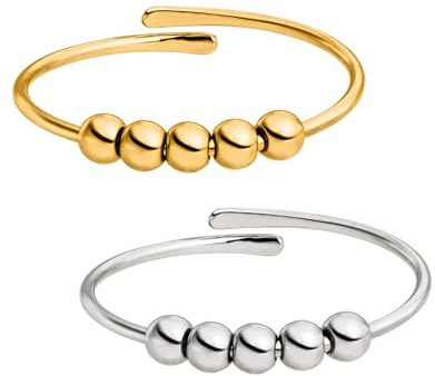 Purelei Shade Anxiety Ring - Fidget – New Generation - Damenring aus langlebigem Edelstahl – Wasserfeste Ringe – in verstellbaren Größen erhältlich - Damenschmuck