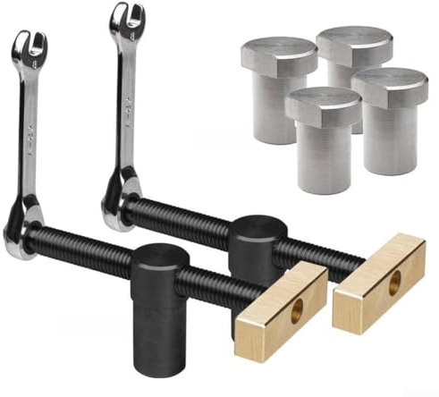 Tornillo de banco personalizable con agujeros de 20 mm con carpintería rápida de 20 mm más banco para mesa, gancho de latón de acero inoxidable con construcción de mecanismo (negro)