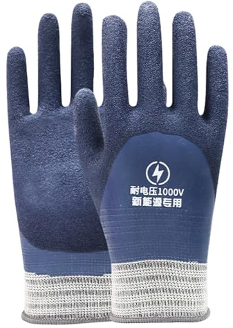 Electrician Work Gloves, Insulated Electrician Gloves, Electrical Protection 1000V, Insulating Natural Rubber Latex Gloves, Resistant Electrician Gloves for Men, Electricians Prevent Shock, Blue