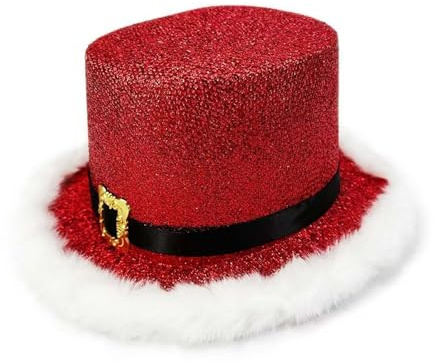 Duohropke Weihnachtsmann Zylinderhut Erwachsene Kopfbedeckung Glänzendes Top Hüte Weihnachtsparty Zylinderhut Eleganter Partyhut Weihnachten Topper Hüte Fancy Party Headwear Zubehör