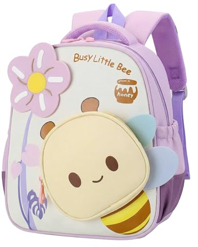 PROTAURI Sac a Dos Enfant Maternelle pour Filles, Cartable Maternelle à Motif Animal Cartoon Avec Sangle Thoracique, Sac À Dos Grande Capacité, 2-6 Ans, 9.5L, Violet