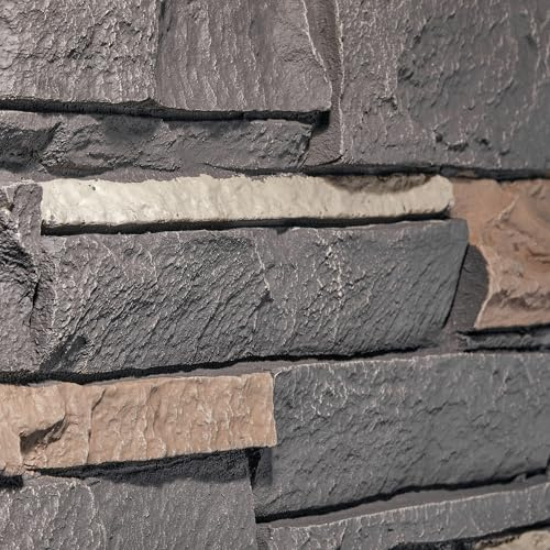 Wallwell Iron Gray Faux Stone Wall Panel Sample Swatch 12 x 9 Inch for Color and Texture Reference Artisan Hand Painted High-Density Polyurethane Siding and 3D Wall Panels