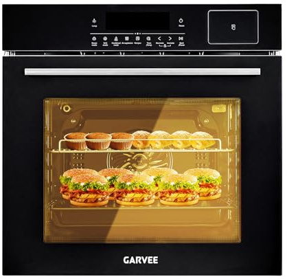 Garvee 24 in Electric Single Wall Oven, 3000 w, 240V, 2.5Cu.ft Built-in Electric Convection Oven, 8 Baking Modes, with Timer, Safety Lock, 3D Surround Heating, Air Frying Function