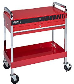 Service Cart with Locking Top and Locking Drawer- Red