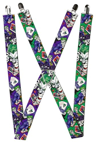 Buckle-Down Tirantes unisex: poses de cartas de Joker, Multicolor, 3.5 x 2.5