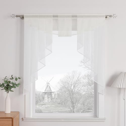 HongYa 1 Stück Raffrollo, transparent, Gardinenstange, Plissee, bunt, dreieckig, für Fenster, Wohnzimmer, Küche, Schlafzimmer, dekorativ und modern, Beige, H/L 125/120 cm