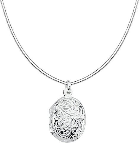 Vinani Anhänger Indien Design Medaillon mit Verzierungen zum Öffnen glänzend mit Schlangenkette 42 cm Sterling Silber 925 Kette Italien 2AMI-S42