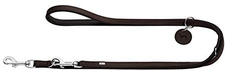 HUNTER Comfort Verstellbare Hundeführleine | Leder, schlicht, strapazierfähig, geschmeidig, Dunkelbraun, 20/200