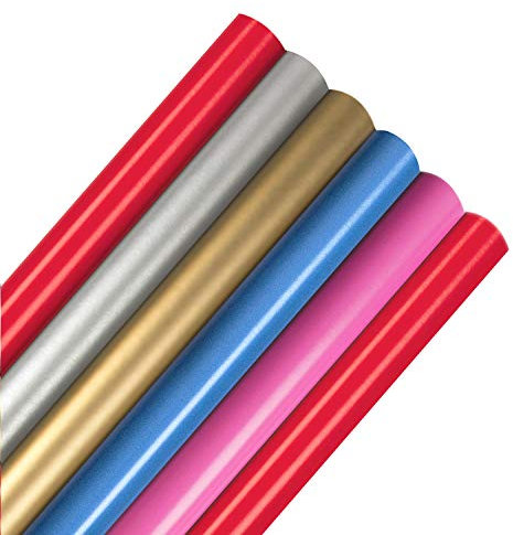 Hallmark Geschenkpapier-Set für jeden Anlass – 6 einfarbige Rollen in 5 Farben