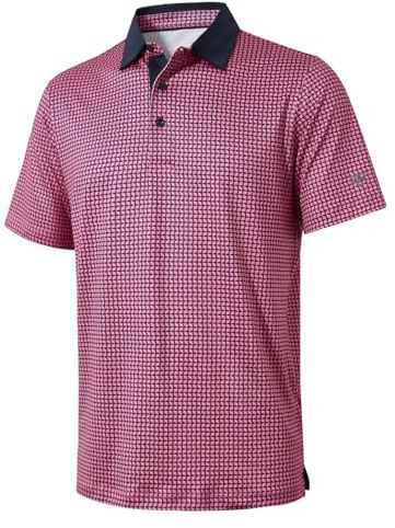 Golf Shirts for Men Dry Fit Short Sleeve Print Performance Moisture Wicking Polo Shirt, Sorbet Flagpole, XL