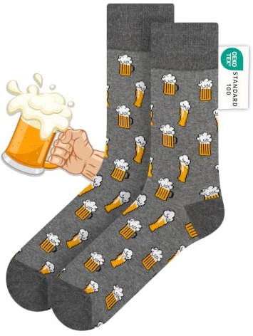 soxo Bier Geschenke Für Männer - Lustige Beer Socken Herren Mit Motiv 40-45 | Biergeschenke Mann, Funny Socks, lange Baumwollsocken, Biermotiv, Geburtstagsgeschenk Ehemann