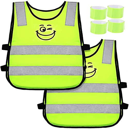 FuNiang Kinderwarnweste - Reflektorweste für Kinder - atmungsaktive Warnweste - Sicherheitsweste - 360 Grad Sichtbarkeit - Universal Größe Schutz für Jungs Mädchen (3-12 Jahre) (1)