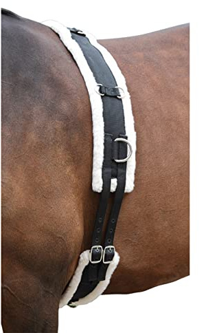 Fleece Padded Lunge Roller - Pony Horse Lunging Equipment with Adjustable Girth - Cob Under Belly Belt Strap for Training Schooling Outdoor Breaking Stable Yard (Pony, Black)