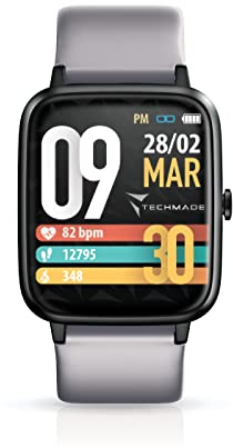 Smartwatch Unisex, Orologio Fitness con Contapassi, Frequenza Cardiaca, Sonno, Sport CON GPS INTEGRATO, per attività in door e out door | Android e iOS (CASSA NERA - CINTURINO SILVER)