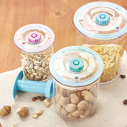 Cicano Vacuum Food Storage Container, Airtight Sealed Coffee Cereal Storage Jars Kitchen Canisters Set with Manual Pump for Dry & Wet Food