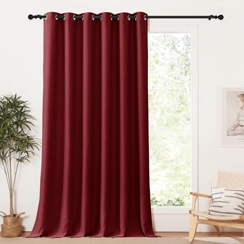 PONY DANCE Tende Cameretta Bambini Rosse Natalizie con Anelli Tenda Oscurante da Interno Curtain Isolante Termica Divisorie per Armadio Aperto 1 Pezzo L 200 x A 245 cm