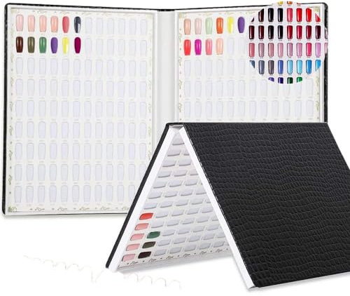 Fayrimi 216 couleurs de pointes d'ongles - Livre de présentation pour nail art - Carte de couleur - Tableau d'affichage - Noir