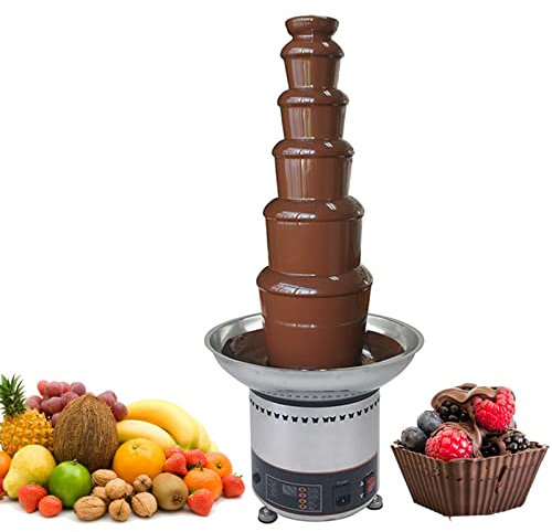 4/5/6/7 Tiers Large Capacity Chocolate Waterfall/Sauce Melting Pot,Commercial Chocolate Fondue Fountain Machine, for Birthday Celebratio, Restaurant Wedding Party (6 Tier)