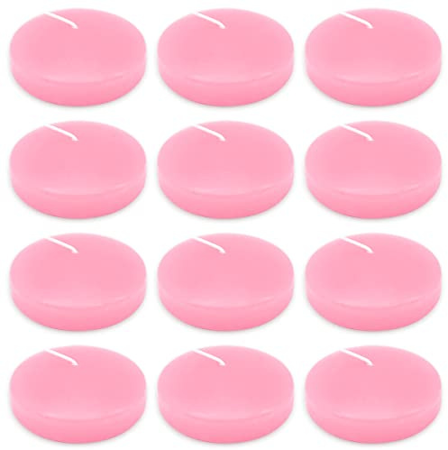 Schwimmkerzen, 10 Stunden, rosa, 7,6 cm, geruchlos, tropffrei, Wasserwachs, schwimmende Kerzen für Vasen, Tafelaufsätze bei Hochzeit, Party, Pool, Urlaub, 12 Stück