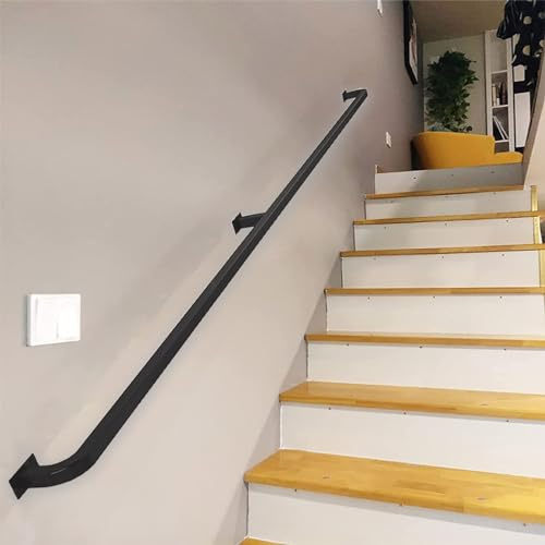 Pasamanos de Hierro Forjado Negro - Kit Completo de 1/2/3/4/5/6 Metros de Barandilla de Escalera para Exteriores e Interiores, Pasamanos de Pared, Soporte de Seguridad, Barra de Agarre (Size : 3.9m)
