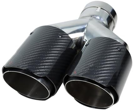 Auspuffblenden 1PCS Dual Carbon Faser + Edelstahl Universal Auto Auto Auspuff Spitze Doppel End Rohr Für Für BENZ für Golf Für Endrohr für Autos (Größe : Right in 63-101mm)