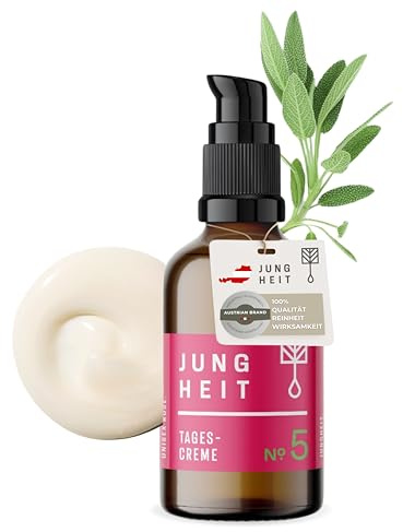 JUNGHEIT Tagescreme Rose mit Hyaluron & BIO Kräuter 30ml - hochdosierte BIO Gesichtscreme - Naturkosmetik stärkt die Hautschutzbarriere & glättet die Haut - Skincare - vegane Gesichtspflege