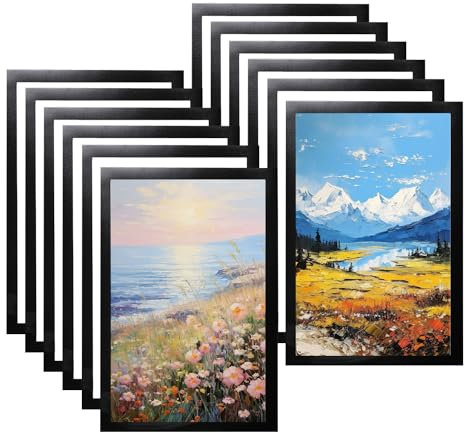 WUBAYI 12pcs A4 Magnetic Photo Frames, Self Adhesive Magnetic Picture A4 Frame Holder Waterproof Clear Sign Holders for Paintings, Photos, Notices, Certificate, Poster