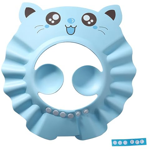 LuLiyLdJ Gorro de Ducha para niños, Visera de Ducha para niños, Gorro de Ducha Ajustable, Gorro de Ducha para bebé, Gorro con Visera Ajustable, Gorro de baño de Seguridad para niños, Azul, 1 Pieza