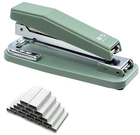 M&G Desktop Stapler Swing-Arm Stapler with 50 Sheet Capacity, 180 Rotation Design, Swivel Stapler with 1000 Staples for Booklet Binding, Durable Staplers for Office School Home (Green)