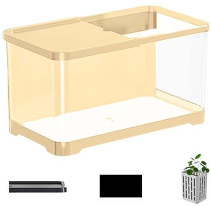 Aquarium Starter Kit - Kreatives Fischaquarium Set, s Salzwasser Aquarium Fisch Tank | Anfänger Kleines Aquarium Set, -Aquarium Kit (1 Zylinder + 1 + 1 Korb + 1 Elektrostatischer Aufkleber)