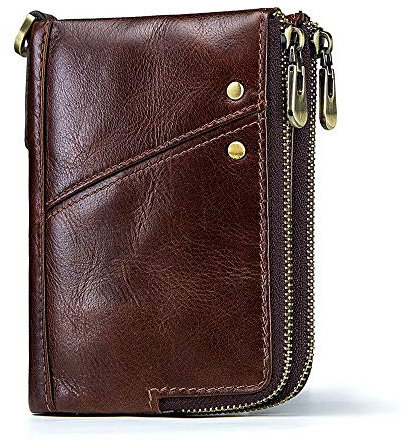 LVUNZJCA Herren Geldbörse Kurzes Leder-Geldbörse, Bifold-Geldbörse, Geschäftsreise-Geldbörse Kartenhalter(Coffee)