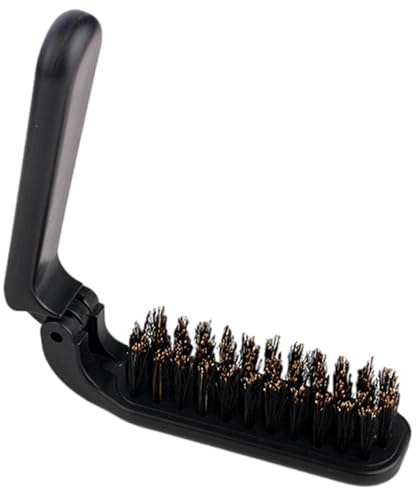 Brosse à cheveux pliable en poils de sanglier – Brosse à barbe pliable | brosse à cheveux de poche pliable | Brosses à poils de sanglier pliables pour homme, brosse à moustache pliable pour