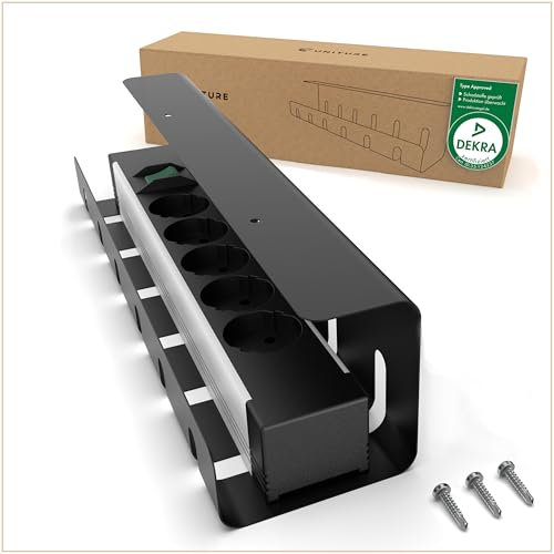 UNITURE® [Set da 1] Canalina per cavi scrivania - Canalina passacavi, canalina passacavi scrivania - 2 x 40 cm - Cable management, canaline nascondi scatola - Passacavi per casa ufficio (nero)