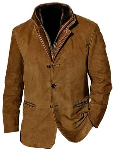 ZRYAZQ Veste Homme Vintage Manteau Hiver Automne De Travail Chasse Blousons Moto Mode Décontractée Parka Blazers Costume Cardigan Bouton